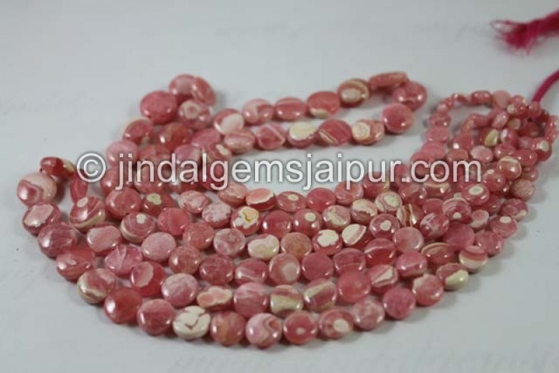 Rhodochrosite Smooth Coin Beads